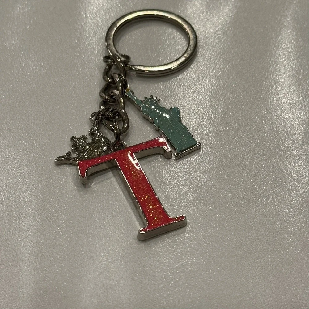 Alphabet‎ Letter T Keychain Statue of Liberty Crown Charms